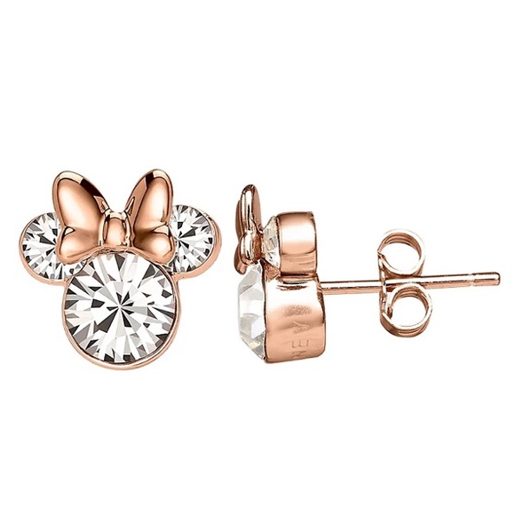 Disney Crystal Sterling Silver Minnie Mouse Matching Necklace & Earrings - Picture 2 of 13